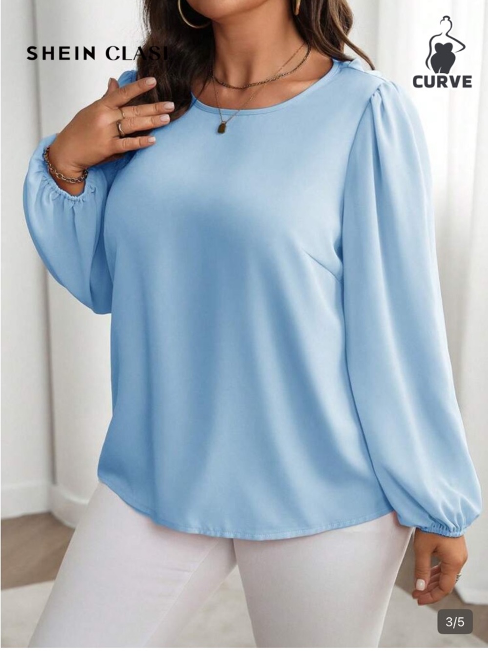 Shein Light Blue Pullover Blouse Size 3XL - Picture 2 of 9
